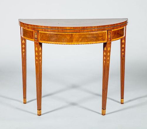 Federal Style Inlaid Mahogany Demilune Games Table