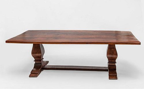 Baroque Style Stained Wood Two-Pedestal Refectory Table