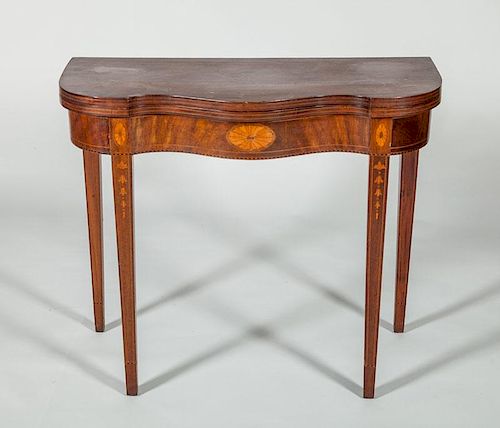 Federal Style Inlaid Mahogany Serpentine-Fronted Games Table