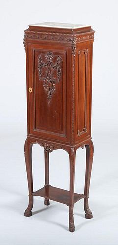 Napoleon III Style Carved Mahogany Cabinet on Stand