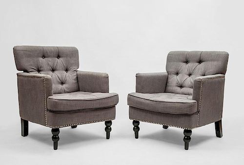 Pair of Upholstered Club Chairs