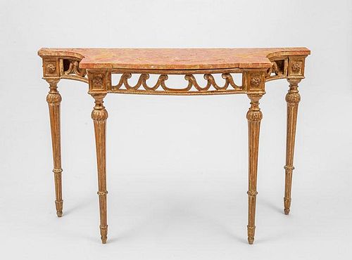 Louis XVI Style Gilt-Wood Marble-Top Console Table, Modern