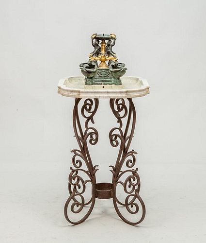 Italian Marble and Bronze Gilt-Metal Fountain on Stand