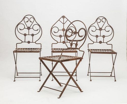 Four Giacometti Iron Folding Chairs