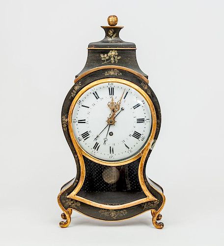 Swiss Rococo Painted and Parcel-Gilt Bracket Clock