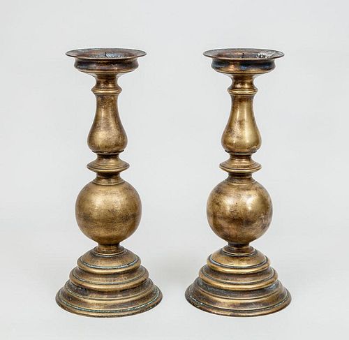 Pair of Flemish Baroque Style Brass Pricket Sticks