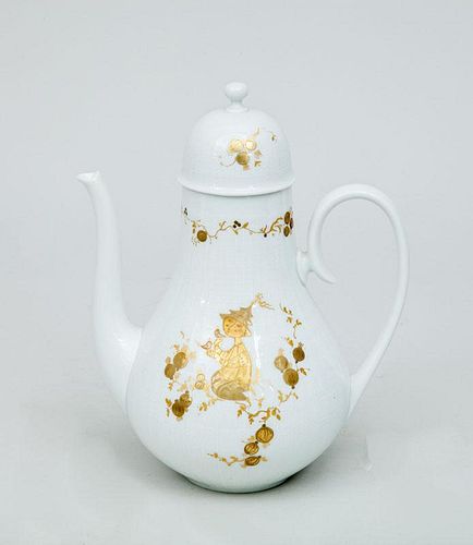 Rosenthal White-Glazed and Gold-Decorated Coffee Pot and Cover