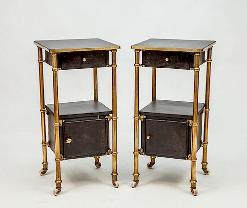 Pair of French Metal Two-Tiered End Tables
