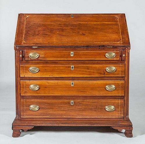 Chippendale Inlaid Mahogany Slant-Front Desk