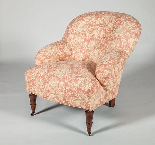 Victorian Style Mahogany Upholstered Armchair