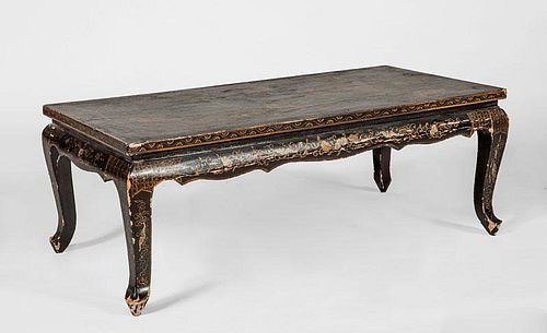 English Black Lacquer and Parcel-Gilt Low Table