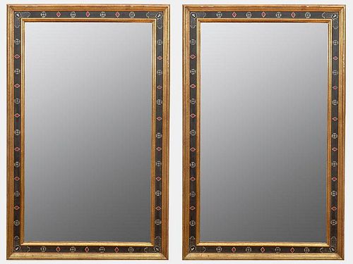 Pair of Painted and Parcel-Gilt Mirrors