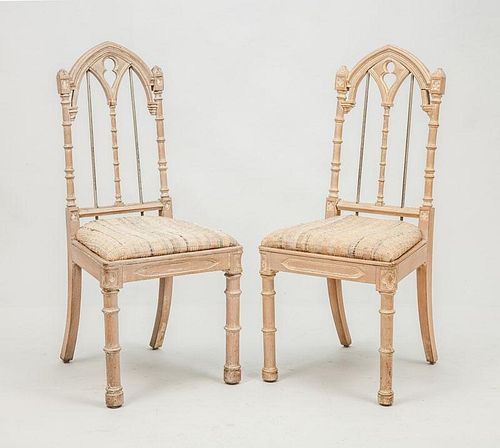 Pair of Neo-Gothic Painted Side Chairs