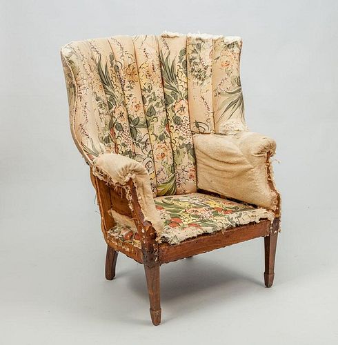 George III Carved Mahogany Barrel-Back Armchair, in the Hepplewhite Style