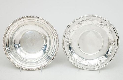 Wallace Silver Cake Plate and an American Silver Fruit Bowl