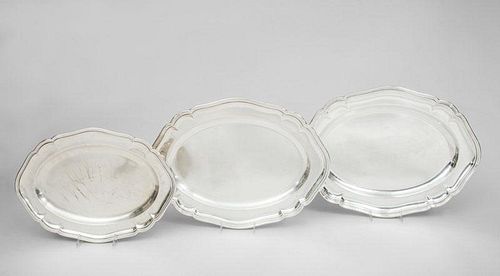 Three English Silver-Plated Graduated Platters