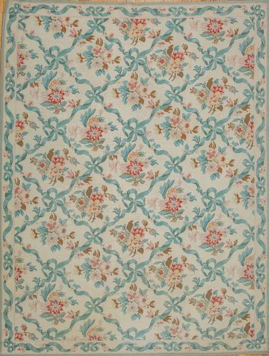 Cream-Ground Floral Needlepoint Carpet