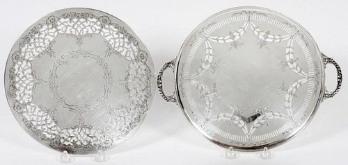 THEODORE B. STARR & GORHAM STERLING CAKE/DESSERT TRAYS, EARLY 20TH C., TWO, DIA 9" & 11 1/2"