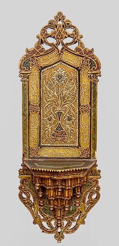Middle Eastern Mihrab Hand-Painted Wood Shelf