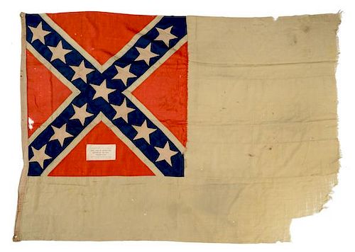 Rare Confederate Stainless Banner Second National Arsenal Made Flag, Captured From Battery Bee, South Carolina 