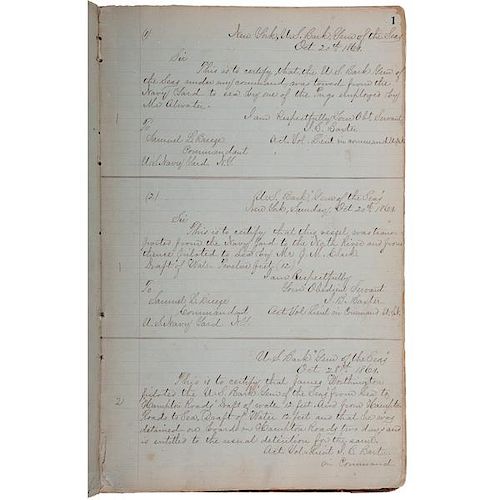 Civil War Correspondence Copybook of the USS Gem of the Sea 