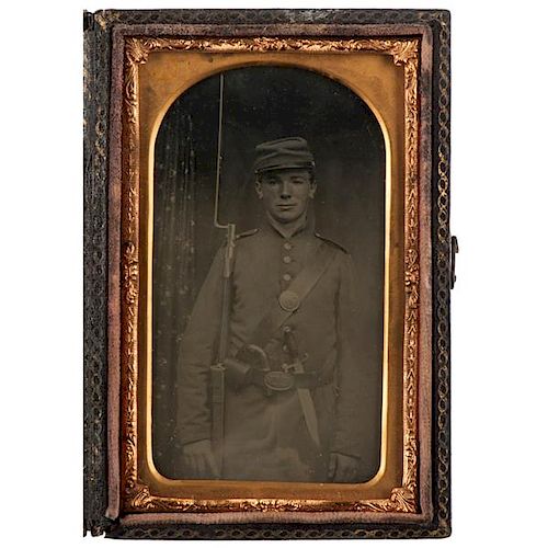 Civil War Ambrotype of Triple-Armed Union Soldier 