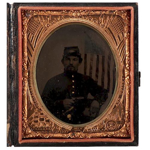 Sixth Plate Tintype of Charles E. Lippencott, 52nd Pennsylvania Infantry, KIA 