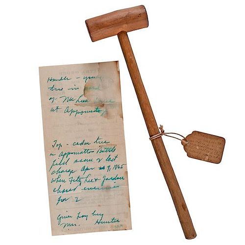 Civil War Relic Collection, Featuring Mallet Carved from Wood at Appomattox Courthouse, Horseshoe-Shaped Merrimac Relic, Plus 