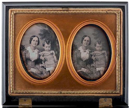 Mascher Stereodaguerreotype of Mother and Child 