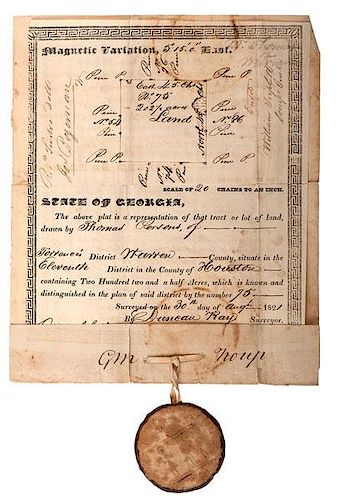 Georgia Deed Related to Land in the Treaty of Indian Springs, Ca 1825 