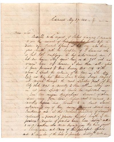 Black Hawk War-Period Letter, May 1832, Discussing Attacks Near Dixon's Ferry 