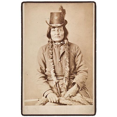 D.F. Barry Cabinet Photograph of American Indian in Hardee Hat 