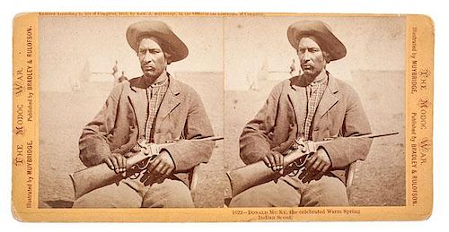 Indian Scout, Donald McKay, Modoc War Series Stereoview by Edward Muybridge 