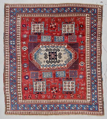 Antique Kazak Rug: 6'3" x 7' (191 x 213 cm)