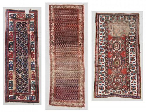 3 Antique Caucasian/ Persian Rugs: 3'4" x 8'10" (102 x 269 cm)