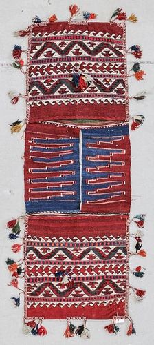 Antique Turkish Bergama Kilim Saddlebag: 1'7" x 4'3" (48 x 130 cm)