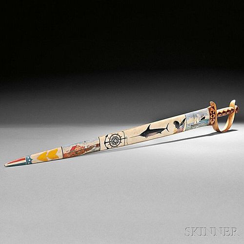 Polychrome Paint-decorated Swordfish Sword