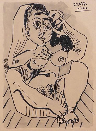 Pablo Picasso, Style of: Femme nue assise