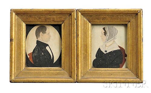 Pair of Watercolor Miniature Portraits
