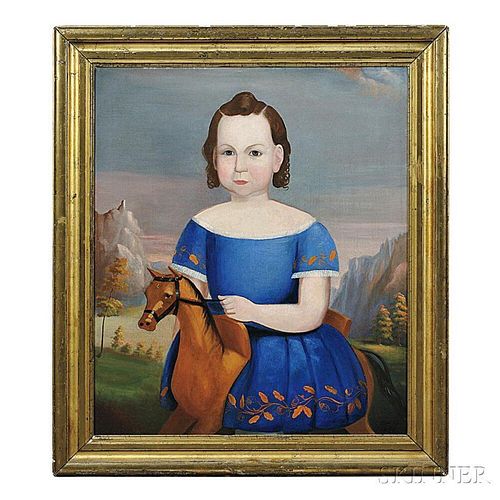 Portrait of a Boy Sitting on His Hobby Horse
