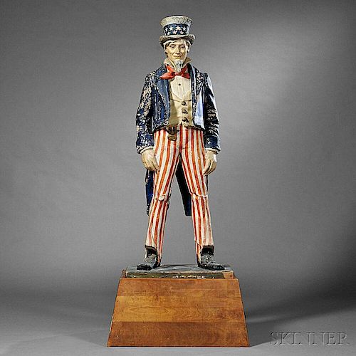 Polychrome Papier-mache Uncle Sam Figure