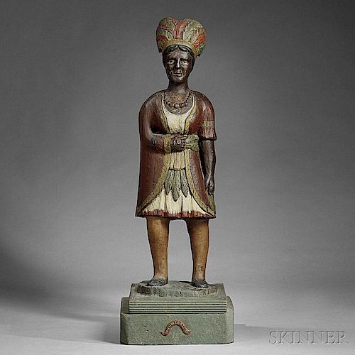 Polychrome Carved Indian Princess Tobacconist Figure