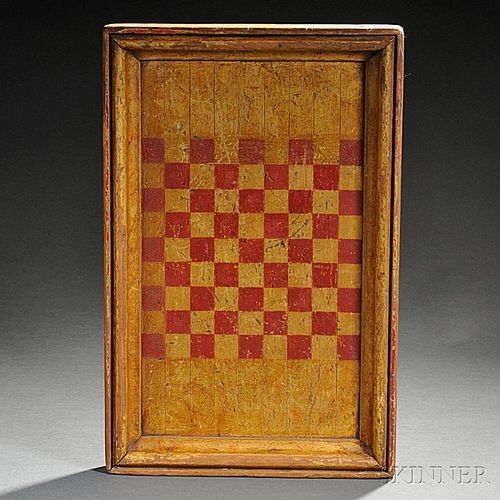 Red- and Yellow-painted Pine Checkerboard