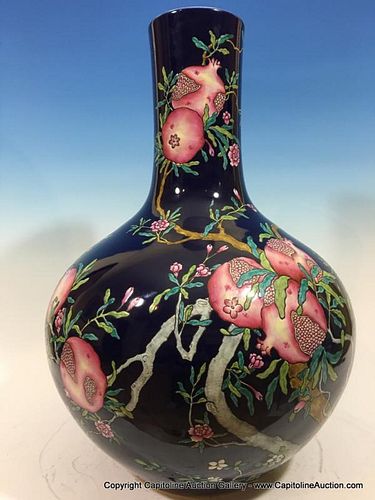 A FINE Chinese Large Famille Rose Vase with Pomegranate and flowers, early 20th C. 23 1/8" high