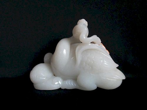 CHINESE White Jade Double Geese, 13.5cm x 9.7cm x 4.8 cm