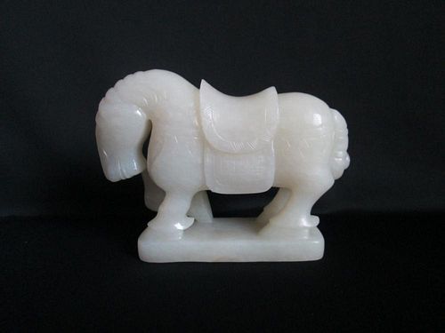 OLD Chinese White Jade Horse, 9.9cm x 7.1cm x 3.4cm