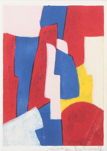 Serge Poliakoff, (Russian, 1906-1969), Composition in Blue, Red and Pink, 1961