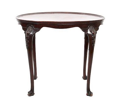 A Queen Anne Mahogany Style Oblong Tea Table Height 27 1/4 x width 32 x depth 22 inches