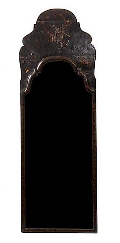 A Queen Anne Lacquered Mirror Height 47 1/2 x width 16 inches