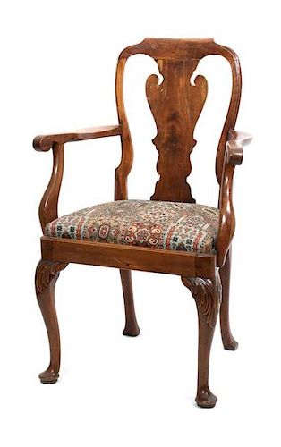 A George III Style Mahogany Arm Chair Height 39 x width 25 x depth 17 inches